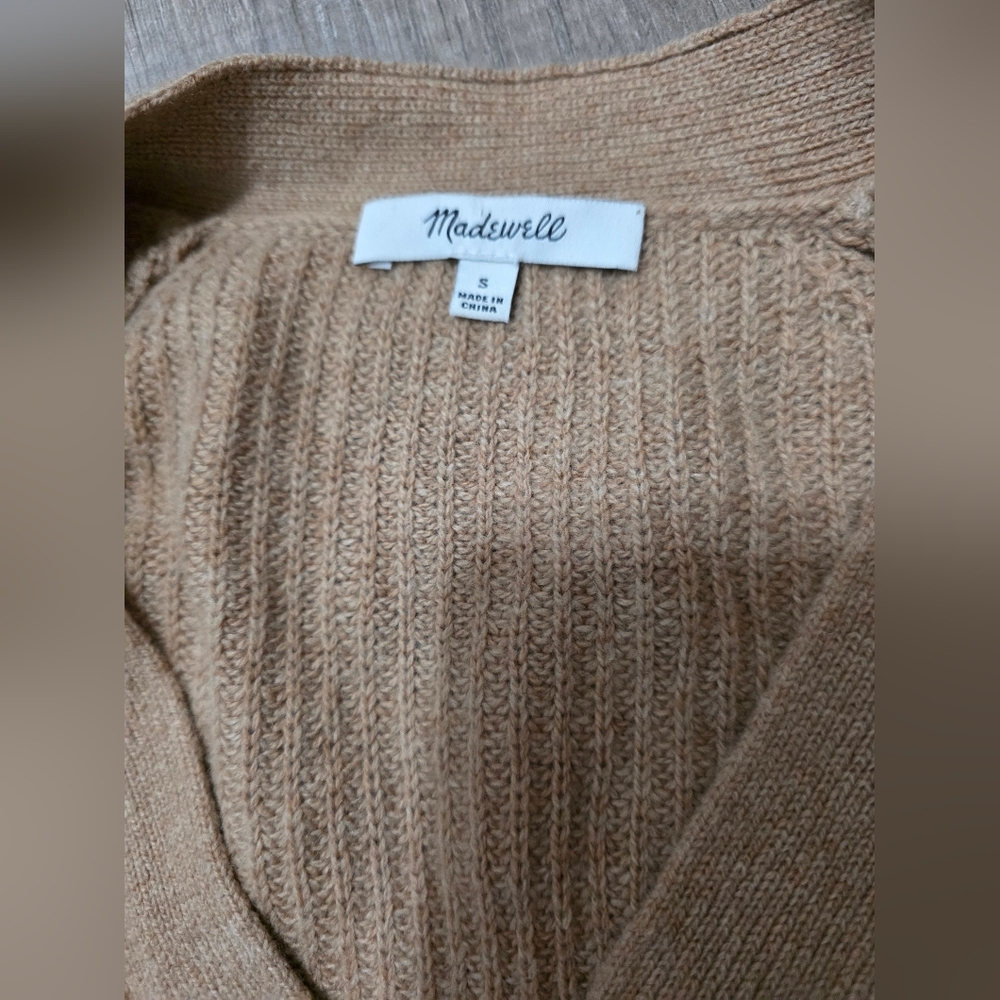 MADEWELL Granola Women's Merino Wool Knit Tan Sweater Boho Classy - Picture 2 of 12